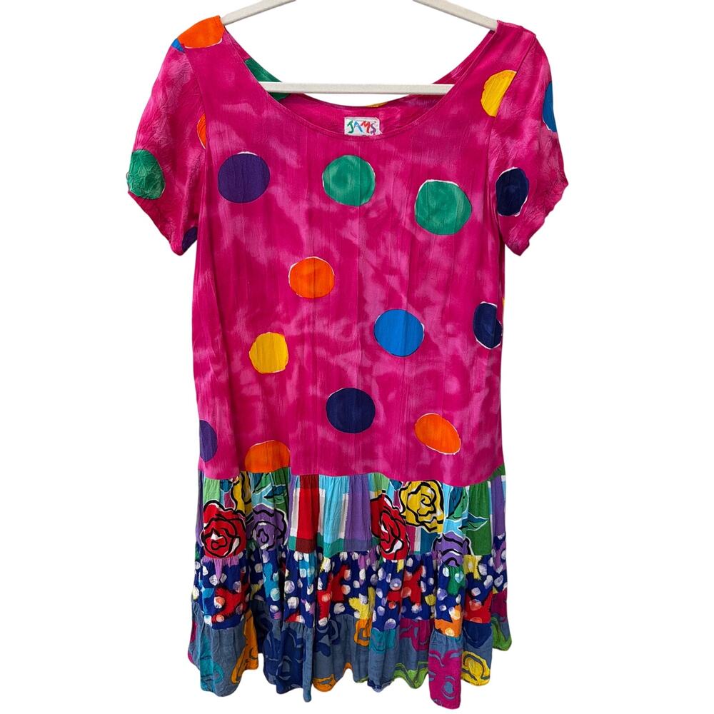 Jams World Dress Women's Size Small Pink Polka Dot Tunic Kidcore Vintage Y2K 90s